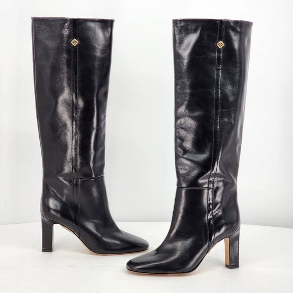 Sandro Jily Smooth Leather Black Tall Heeled Boots Size 37 EU NEW - Picture 4 of 11